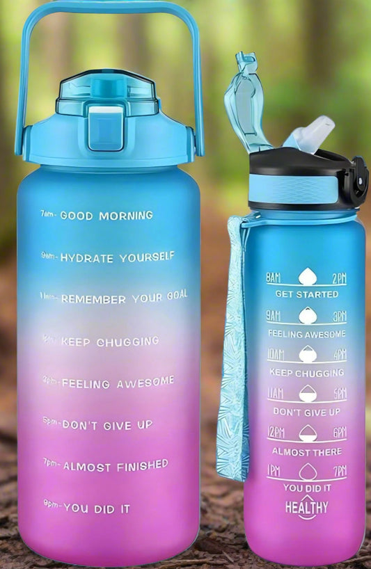 2 pack motivational water bottle - 2 sizes